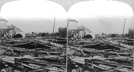 Stereo card labeled the path of desolation