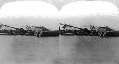 Stereo card labeled the path of the great Tornado