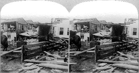 Stereo card labeled the path of desolation, wraught by the great storm