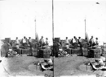 Stereo glass negative of relief camp