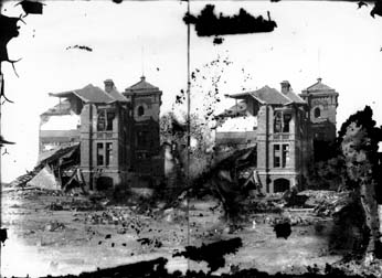 Stereo glass negative of Bath Avenue School