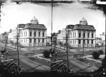 Stereo glass negative of Ball High School