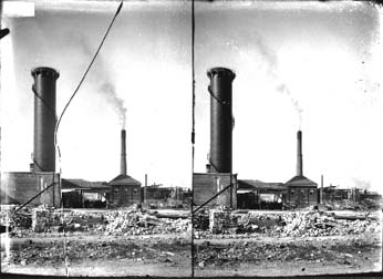 Stereo glass negative of Galveston Water Works