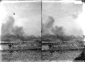Stereo glass negative of buring bodies 