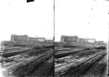 Stereo glass negative looking along 27th Street at Ursuline Convent 