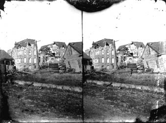 Stereo glass negative of Galveston Orphans Home and houses