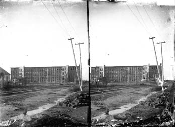 Stereo glass negative of Galveston Cotton and Woolen Mills