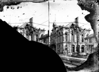 Stereo glass negative of Harmony Hall