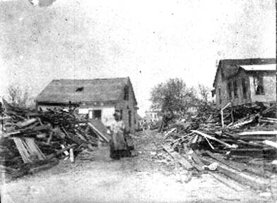 Photograph labeled looking east down Ave. O