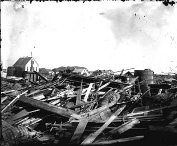 Photograph labeled Storm Damage