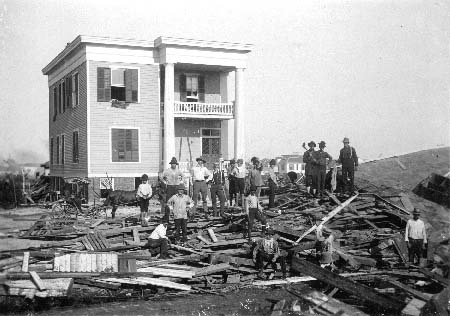 Photograph labeled looking for the dead
