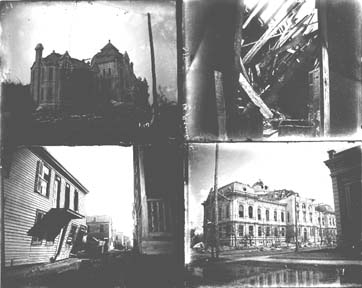Glass negative of buildings in Galveston