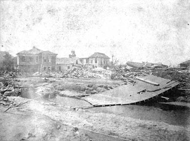 Photograph labeled looking southwest from sidewalk of St. Mary's Infirmary