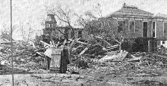 Halftone illustration of ruined residence
