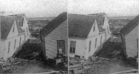 Stereo card labeled The Great Galveston Disaster