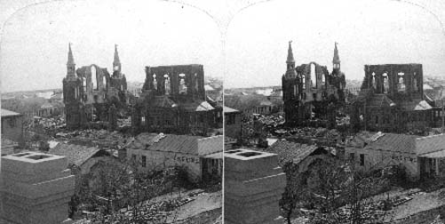Stereo card labeled A ruined City