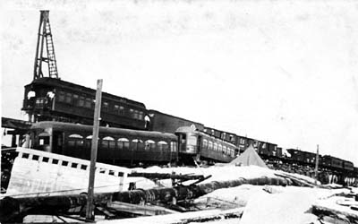 Photograph of derailed passenger cars