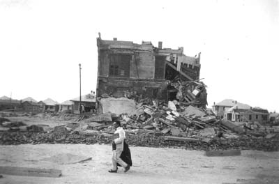 Photograph labeled The Vogel home, from the sea wall