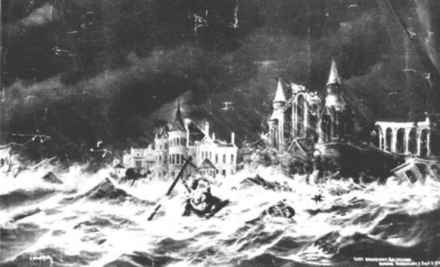 G-1771FF12.1-6 East Broadway, Galveston. During Hurricane. Sept. 8, 1900