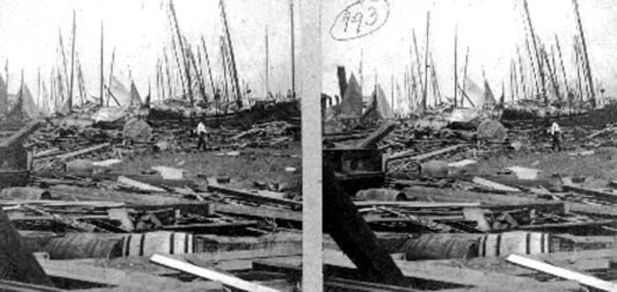 G-1771FF2.1-6 The Wharf, and Bay.  Wreckage, Death, and ruin, met the eye on every side