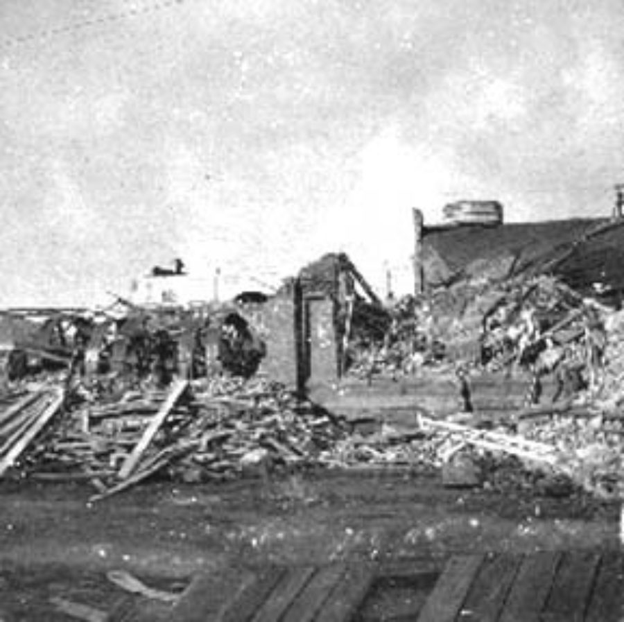 G-1771FF4.4-3 I & 20.  Wreck of the car stable & power house