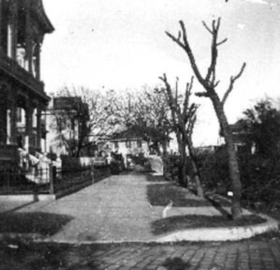 G-1771FF7.4-14 Ave I looking East.  Shows the Catholic school on the side walk across the street from where it stood.