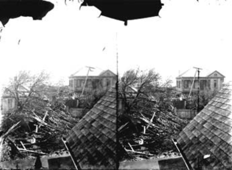 SC#194-24 Residential damage viewed from roof of house.