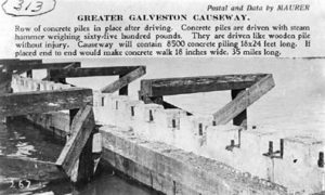 G-18221FF2-5 Greater Galveston Causeway.  Row of concrete piles in place after driving.